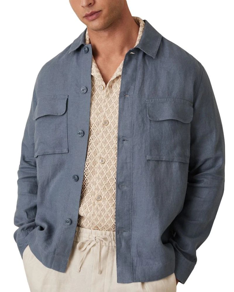 Regular Fit Twin Pocket Linen Shirt Jacket