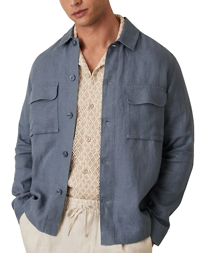 Regular Fit Twin Pocket Linen Shirt Jacket