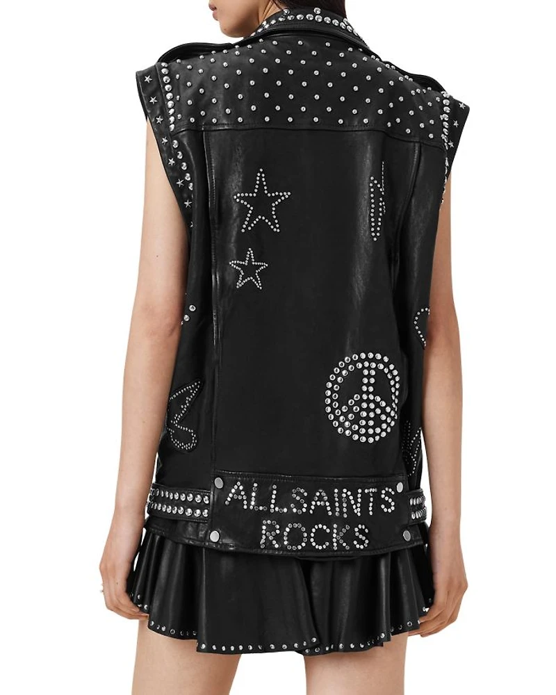 Billie Embellished Leather Vest