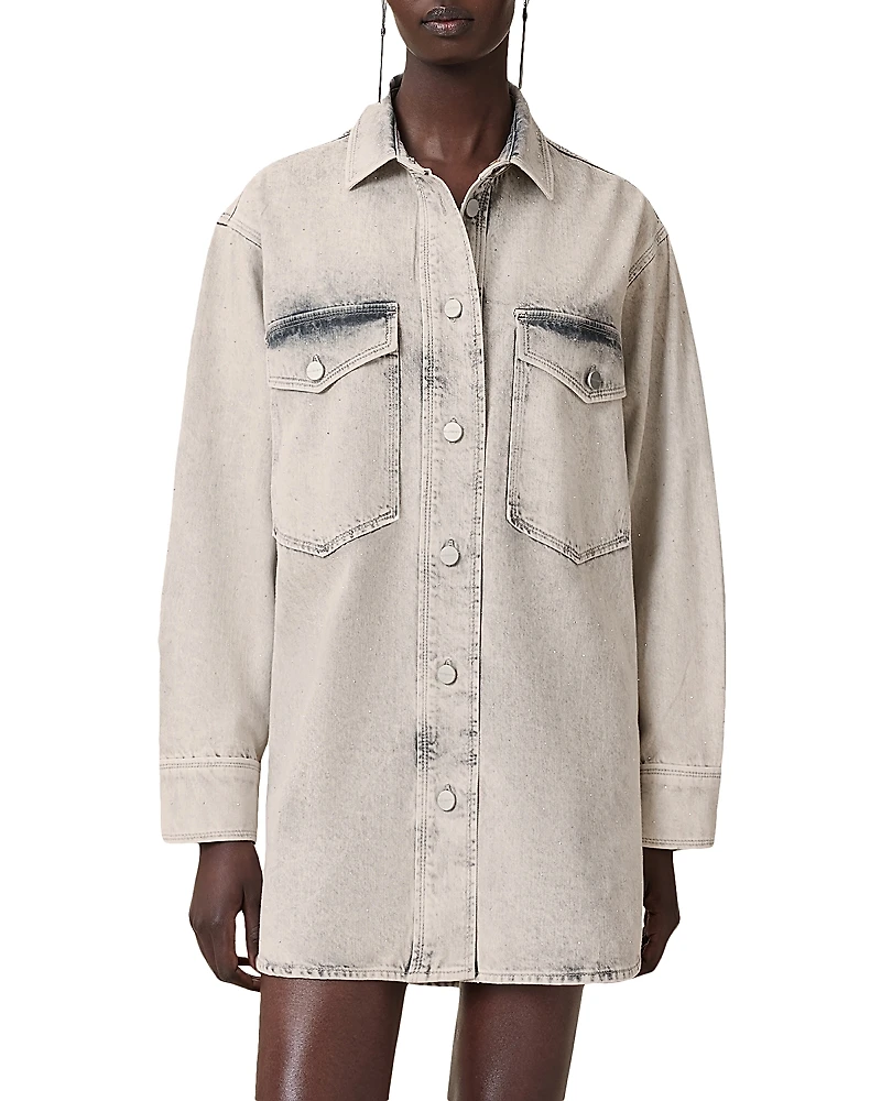 Allsaints Faye Sparkle Denim Shirt Dress