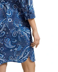 Paisley Button Front 3/4 Sleeve Dress