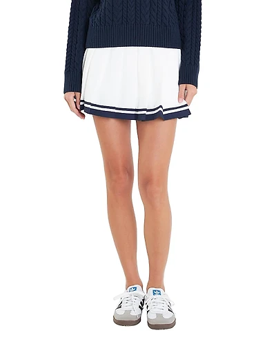 English Factory Women's Color Block Pleated Skort