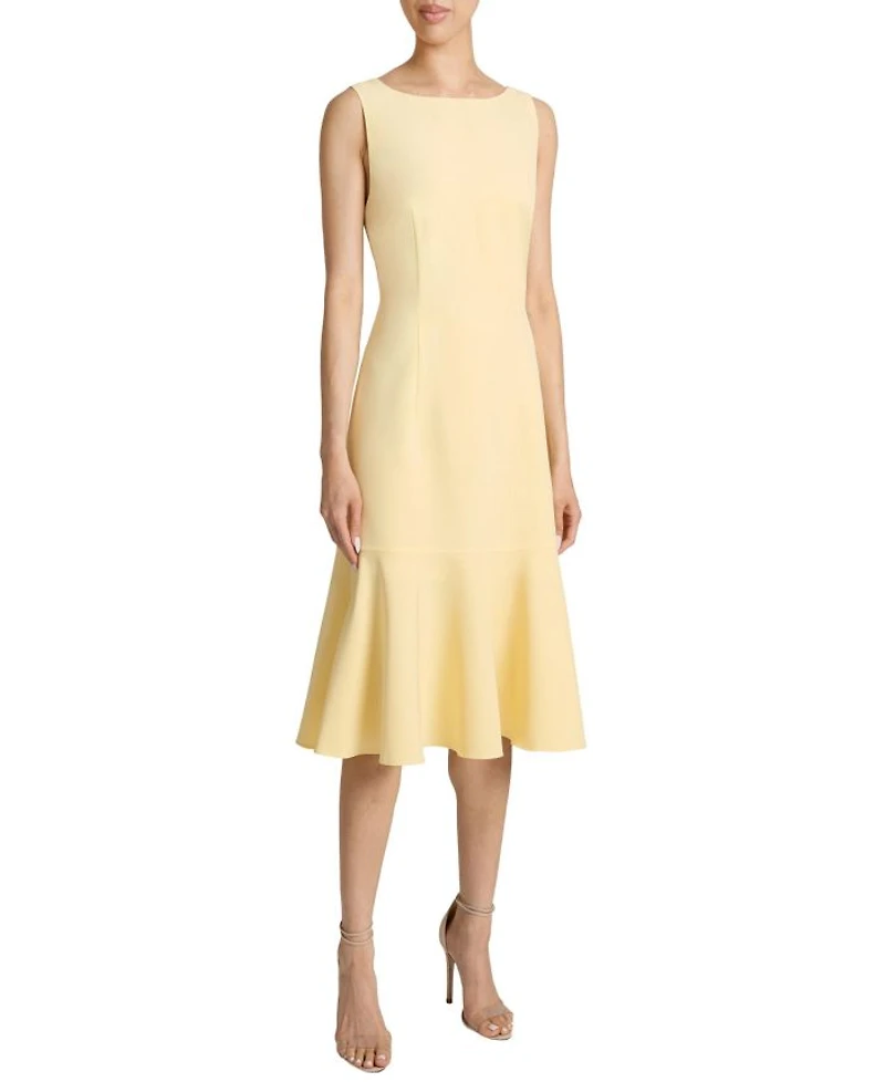 Melisssa Sleeveless Dress with Flared Skirt Panel Techno Crepe