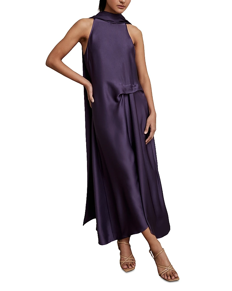 Reiss Petite Michelle Drape Occasion Midi Dress