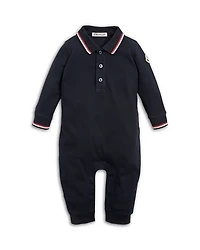 Moncler Unisex Tricolor Trimmed Cotton Piquet Romper - Baby