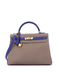 Pre-Owned HERMES Kelly 32 Handbag Bicolor Epsom with Gold Hardware