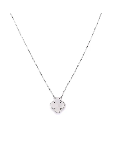 Pre-Owned Van Cleef & Arpels Vintage Alhambra Pendant Necklace 18K White Gold and Mother of Pearl