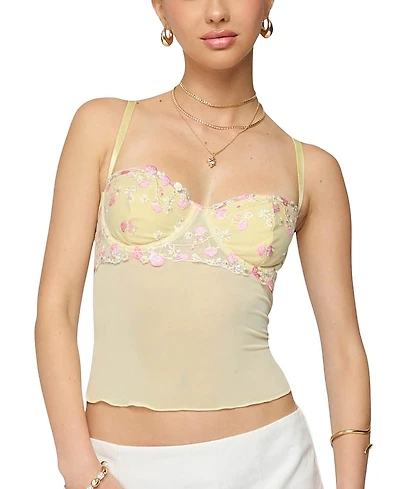 Edikted Embroidered Floral Sheer Bra Top