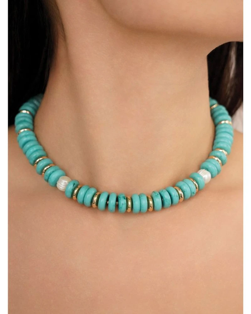 Saint Tropez Stone Breaded Collar Necklace, 15"-20"