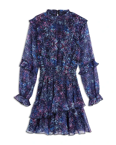 Aqua Girls' Ruffle Chiffon Mini Dress, Littie Kid, Big Kid