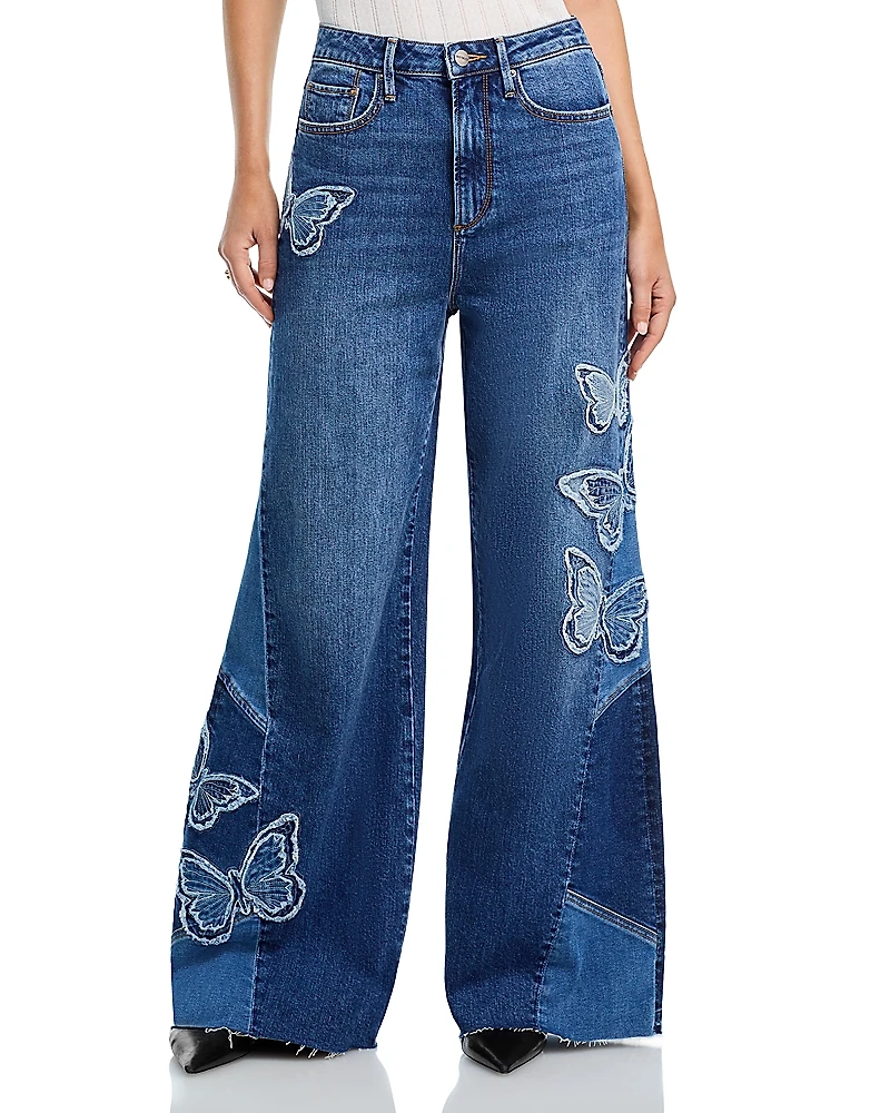Driftwood Butterfly Patchwork Wide Leg Jeans