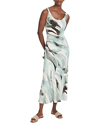 Women's Palm Print Satin Slip Dress