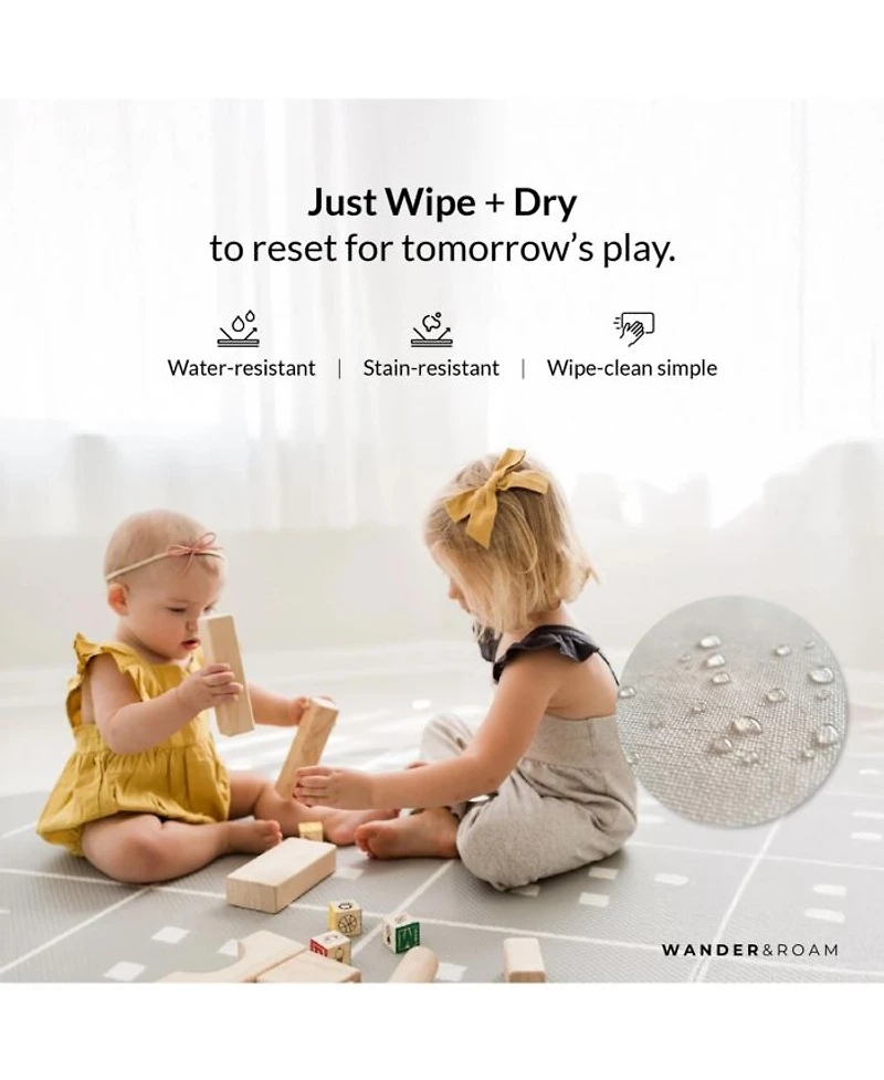 Reversible Baby PlayMat - Dash + Diamond Design - Soft, Non-Toxic Foam - Waterproof, Easy to Clean