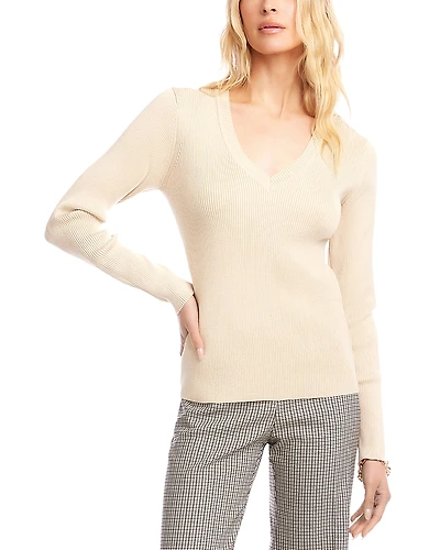 Karen Kane V Neck Ribbed Sweater