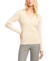 Karen Kane V Neck Ribbed Sweater