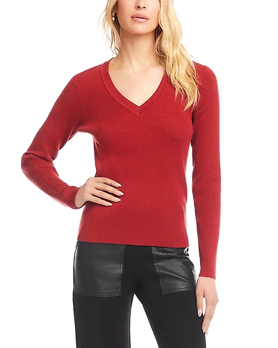 Karen Kane V Neck Ribbed Sweater
