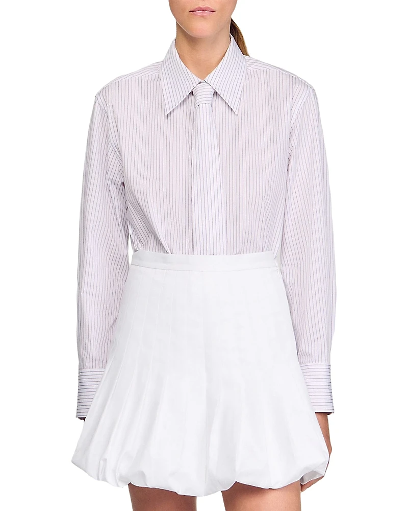 Sandro Striped Shirt with Detachable Tie
