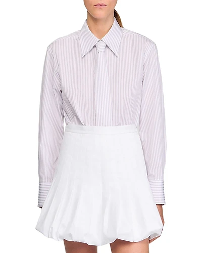 Sandro Striped Shirt with Detachable Tie