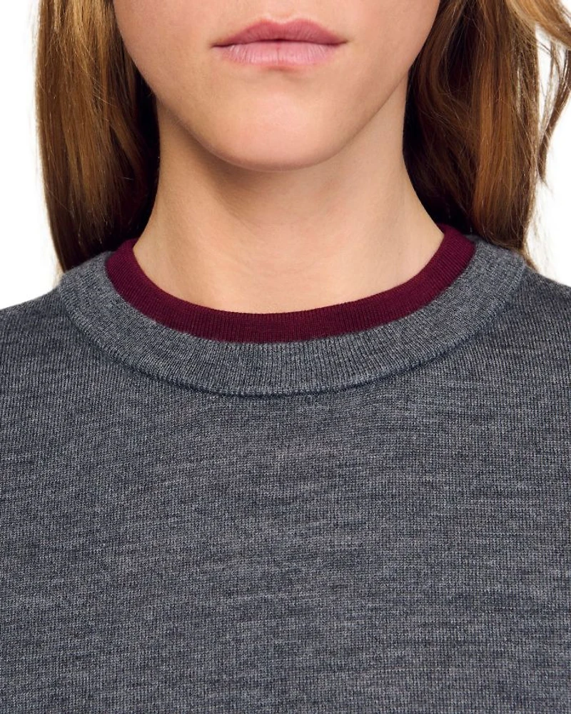 Two Tone Cropped Short Sleeve Sweater