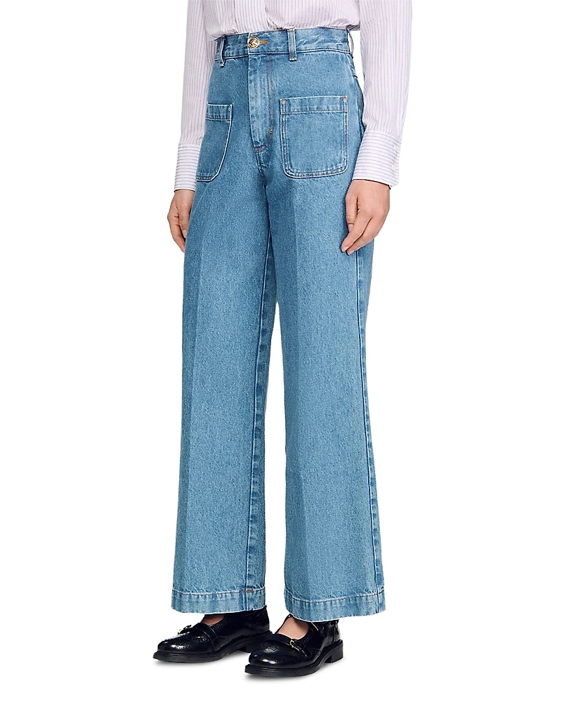 Sandro Wide Leg High Rise Jeans