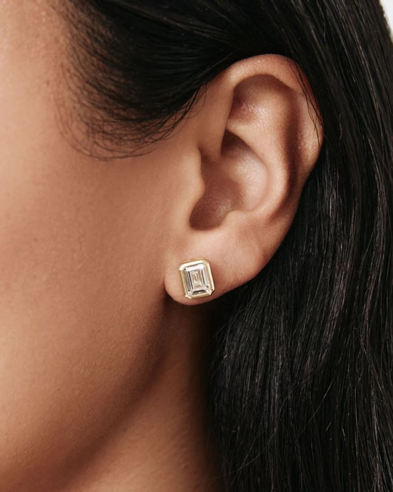 Baguette Cubic Zirconia Stud Earrings