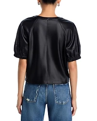 Roxanne Faux Leather Split Neck Top