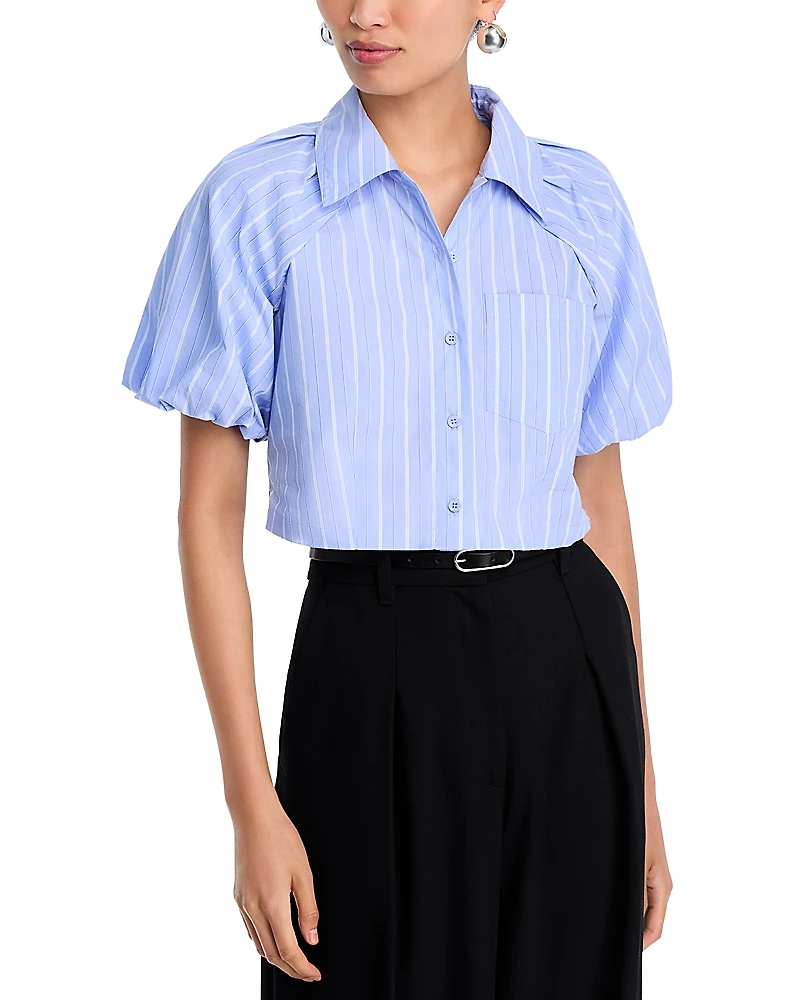 Steve Madden Reece Striped Puff Sleeve Shirt