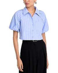 Steve Madden Reece Striped Puff Sleeve Shirt