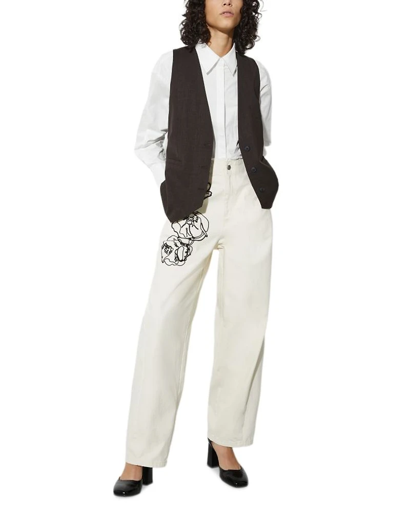 Embroidered Barrel Trousers