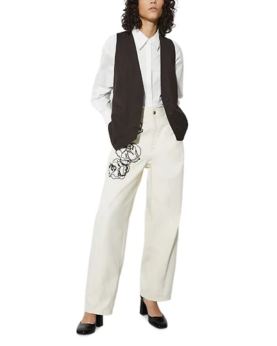 Embroidered Barrel Trousers