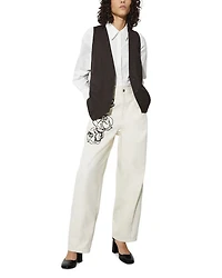 Embroidered Barrel Trousers