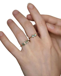 14K Yellow Gold Tourmaline & Diamond Brick Ring