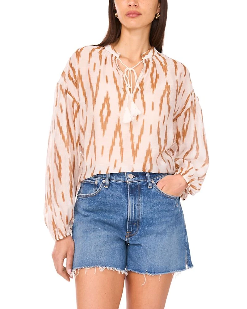 Tasseled Tie Neck Top