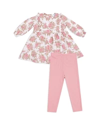 Angel Dear Girls' Bouquets Ruffled Long Sleeved Dress & Ribbed Leggings - Baby