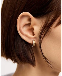 Brass and Cubic Zirconia Asher Pave Huggie Earrings
