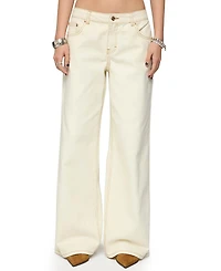 Edikted Contrast Stitch Low Rise Wide Leg Colored Wash Jeans