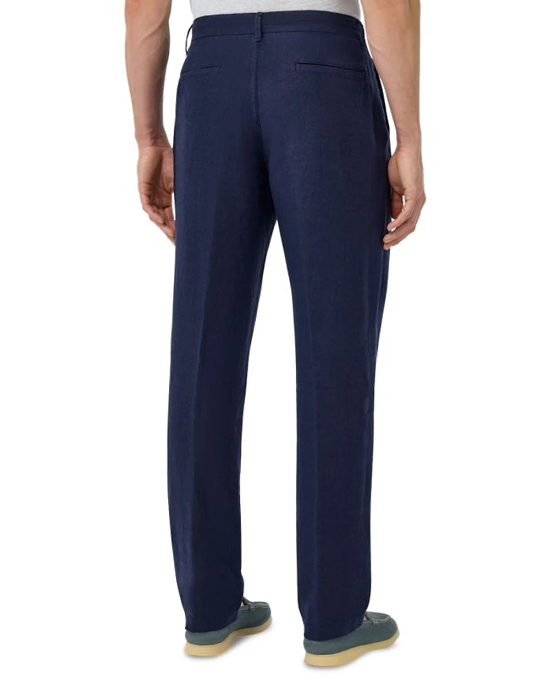 Solid Linen Straight Fit Trousers