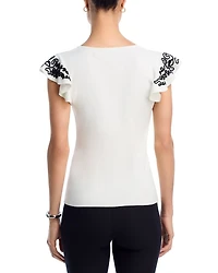 V Neck Flutter Sleeve Sweater