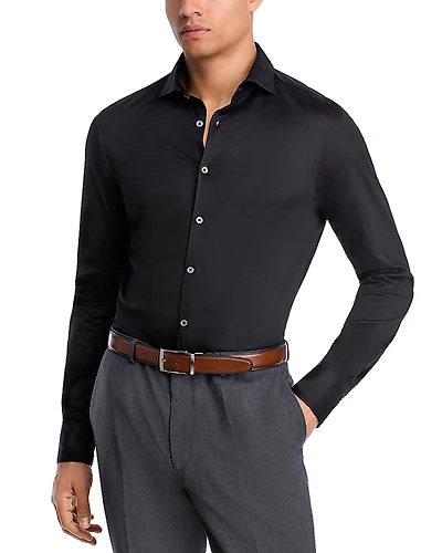 Canali Cotton Jersey Slim Fit Sport Shirt