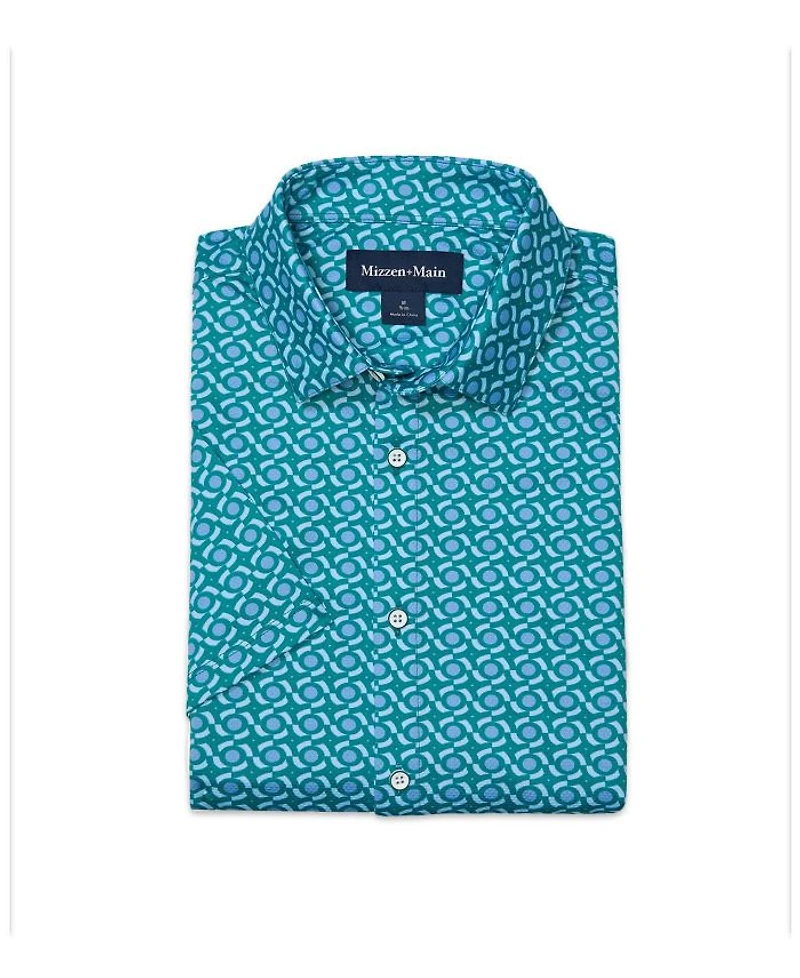 Halyard Short Sleeve Dress Shirt Teal Kaleidoscope
