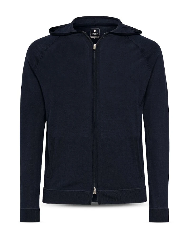 Merino Wool Zip Front Hoodie