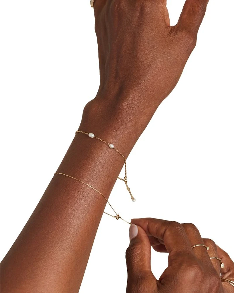 14K Yellow Gold Cultured Freshwater Pearl Link Bracelet