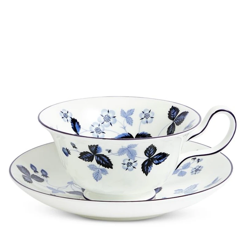 Wild Strawberry Inky Blue Teacup & Saucer