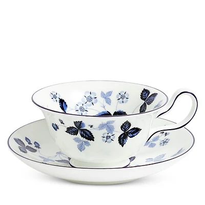 Wild Strawberry Inky Blue Teacup & Saucer