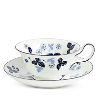 Wild Strawberry Inky Blue Teacup & Saucer