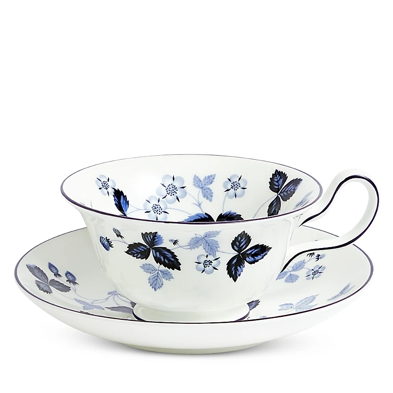 Wedgwood Wild Strawberry Inky Blue Teacup & Saucer