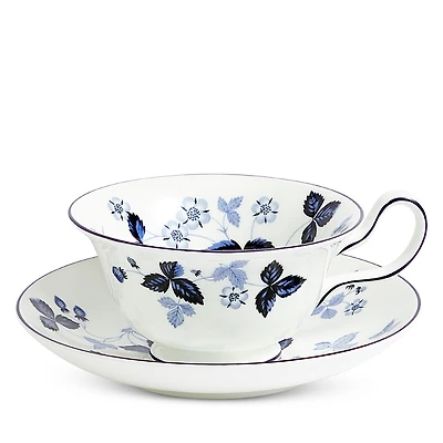 Wedgwood Wild Strawberry Inky Blue Teacup & Saucer