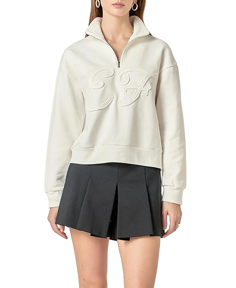 English Factory Women's Patch Zip Up Sweatshirt