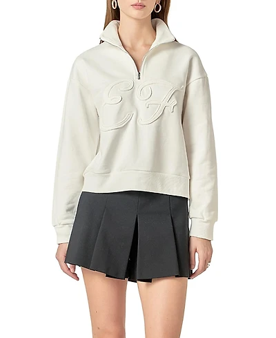 English Factory Women's Patch Zip Up Sweatshirt