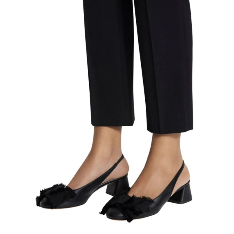 Women's Leather Heeled Slingback Ballerina